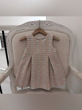 🤍 9~12 Mth F&F Pink Plaid Sleeveless Fit-and-Flare Pink Plaid Dress NWT
